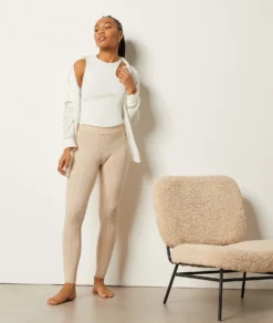 Leggings Mit Zopfmuster BEIGE