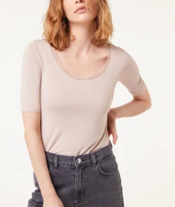 T-Shirt Mit Kurzen Ärmeln, Thermostrick SANDGELB -Jane Kleidung Geschaft 653600492 c