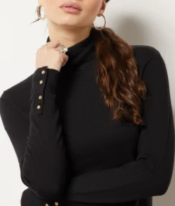 Kleid Mit Rollkragen, Strick SCHWARZ -Jane Kleidung Geschaft 653605605 b