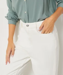 Jeans Mit Hoher Taille Im Karottenschnitt, 100 % Baumwolle WEISS 8 Jeans Mit Hoher Taille Im Karottenschnitt, 100 % Baumwolle WEISS -Jane Kleidung Geschaft 653731701 b