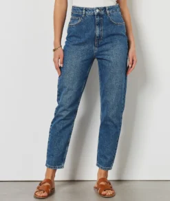 Jeans Im Mom-Schnitt, Hohe Taille, 100 % Baumwolle BLAU -Jane Kleidung Geschaft 653731722 c