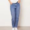 Jeans Im Mom-Schnitt, Hohe Taille, 100 % Baumwolle BLAU