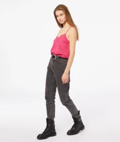 Caraco Mit Schmalen Streifen Und Spitze Am Dekolleté FUCHSIA -Jane Kleidung Geschaft 653747472 6