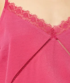 Caraco Mit Schmalen Streifen Und Spitze Am Dekolleté FUCHSIA -Jane Kleidung Geschaft 653747472 b