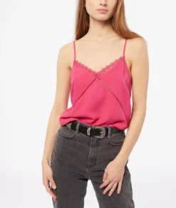 Caraco Mit Schmalen Streifen Und Spitze Am Dekolleté FUCHSIA -Jane Kleidung Geschaft 653747472 c