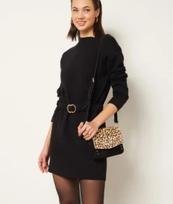 Kleid Mit Kordel In Der Taille SCHWARZ -Jane Kleidung Geschaft 653802805 c