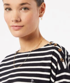 Gestreiftes T-Shirt Mit 3/4-Ärmeln SCHWARZ 8 Gestreiftes T-Shirt Mit 3/4-Ärmeln SCHWARZ -Jane Kleidung Geschaft 653827805 b