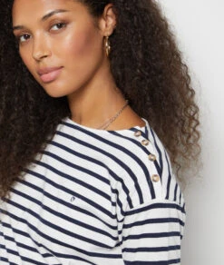 Gestreiftes T-Shirt Mit 3/4-Ärmeln MARINEBLAU -Jane Kleidung Geschaft 653827825 b