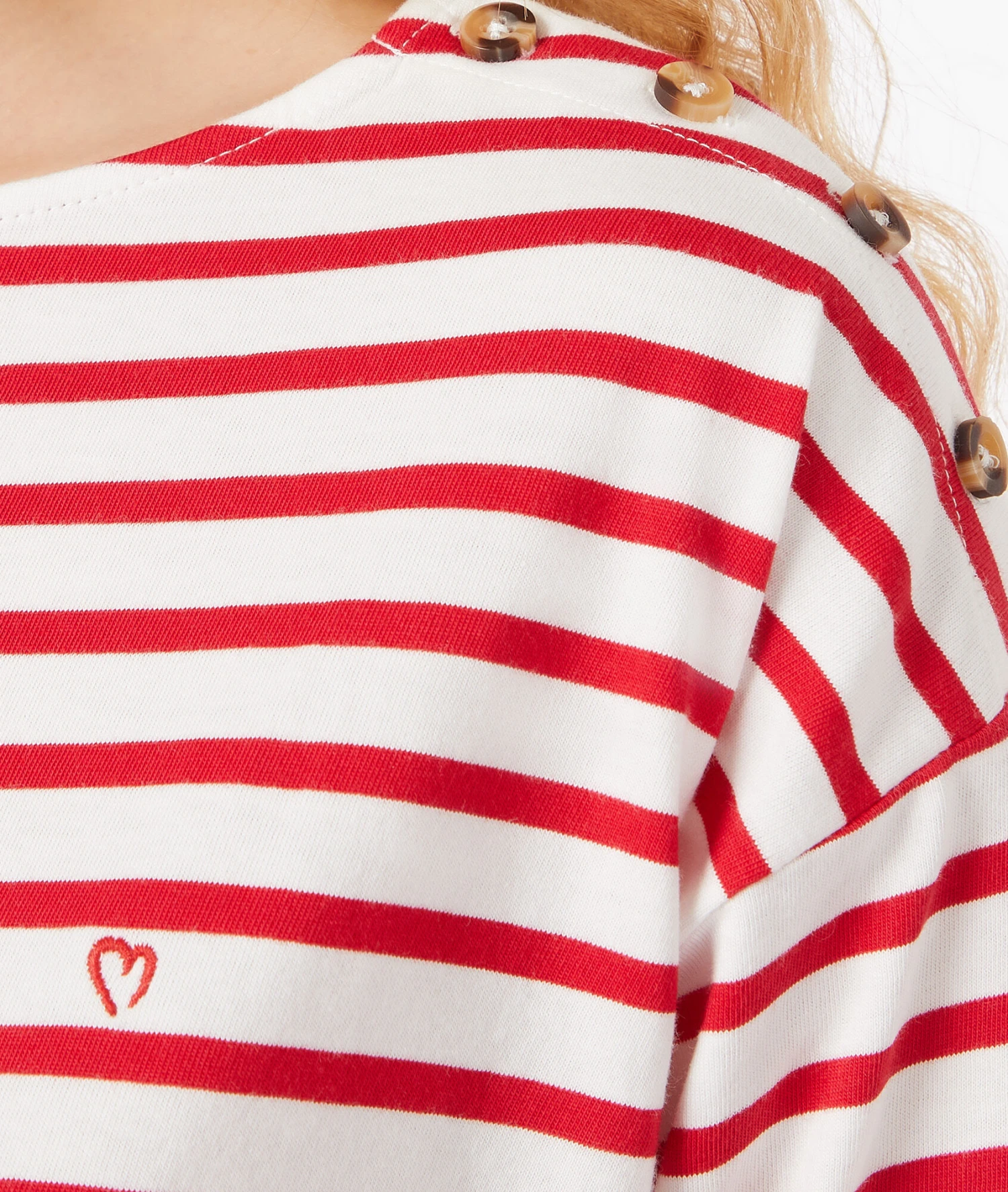 Gestreiftes T-Shirt Mit 3/4-Ärmeln Und Aus 100 % Baumwolle ROT 4 Gestreiftes T-Shirt Mit 3/4-Ärmeln Und Aus 100 % Baumwolle ROT – Bild 4