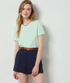 T-shirt Manches Courtes 100% Coton BLEU CIEL -Jane Kleidung Geschaft 653830420 c