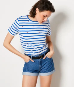 T-Shirt Mit Kurzen Ärmeln, 100 % Baumwolle MARINEBLAU -Jane Kleidung Geschaft 653834025 6