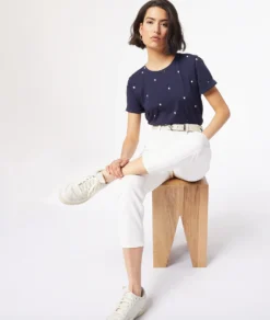 T-Shirt Mit Kurzen Ärmeln, 100 % Baumwolle MARINEBLAU -Jane Kleidung Geschaft 653834025 c