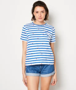 T-Shirt Mit Kurzen Ärmeln, 100 % Baumwolle MARINEBLAU