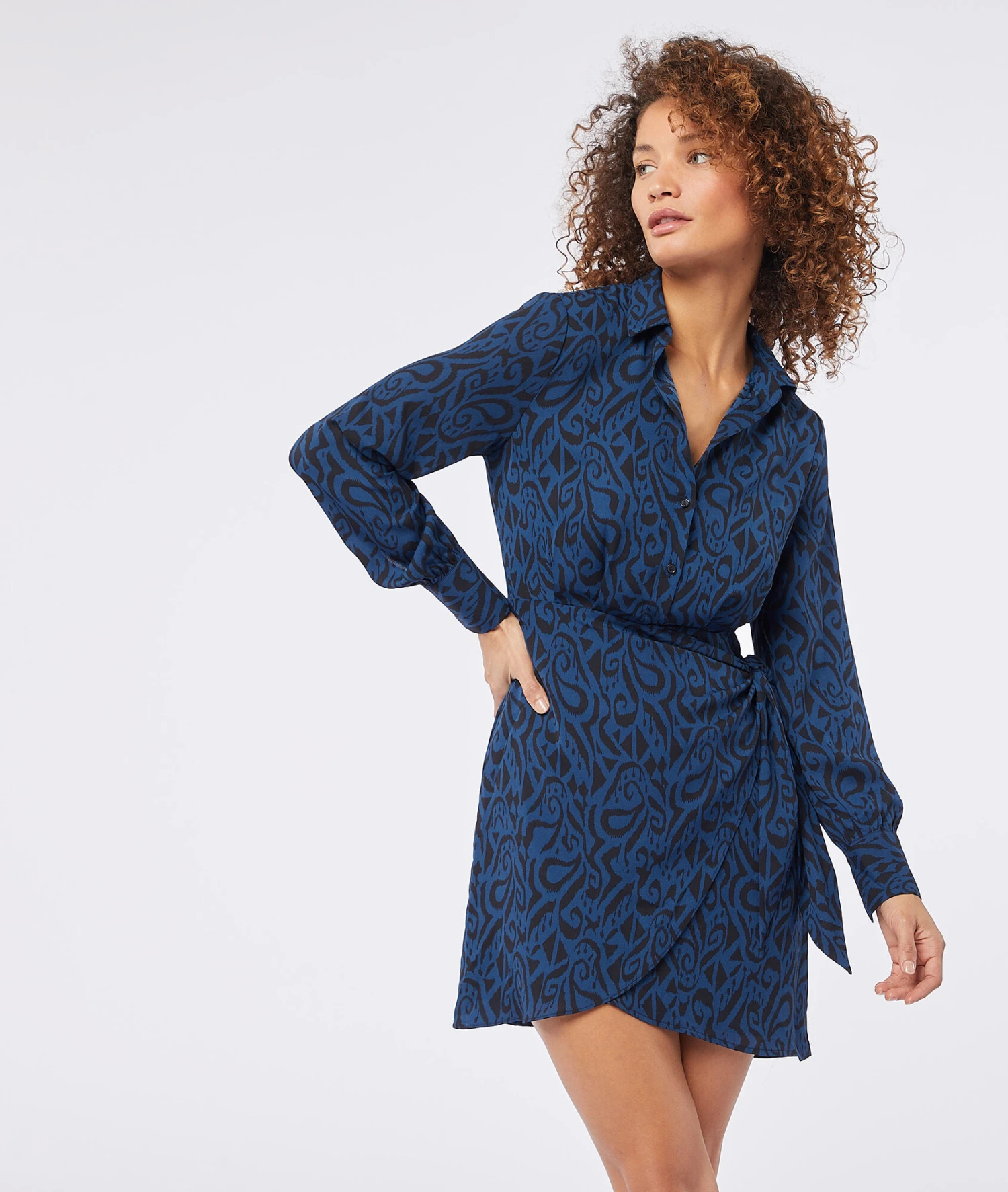 Wickelkleid Mit Print MARINEBLAU