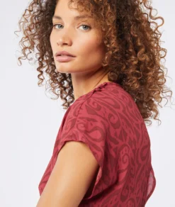 Kleid Mit Print Und Freiem Rücken ZIEGEL -Jane Kleidung Geschaft 653840469 b