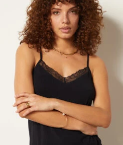 Caraco Mit Spitze Am Ausschnitt SCHWARZ -Jane Kleidung Geschaft 653876605 b