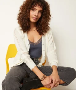 Caraco Mit Spitze Am Ausschnitt MARINEBLAU