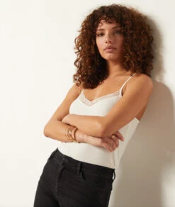 Caraco Mit Spitze Am Ausschnitt ECRU -Jane Kleidung Geschaft 653876680 c