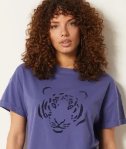 T-Shirt Mit Kurzen Ärmeln, 100 % Baumwolle PFLAUME -Jane Kleidung Geschaft 653931015 b