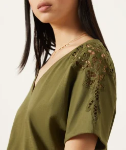 T-Shirt Mit Kurzen Ärmeln, 100 % Baumwolle KHAKI -Jane Kleidung Geschaft 653933844 b