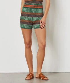 Shorts Aus Durchbrochenem Strick GRÜN