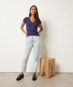 T-Shirt Mit Knöpfen MARINEBLAU -Jane Kleidung Geschaft 653975425 6