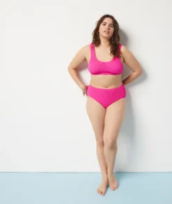 Bikini-Panty Mit Hoher Taille Aus Dehnbarem Material – Bikiniunterteil FUCHSIA -Jane Kleidung Geschaft 653979072 c