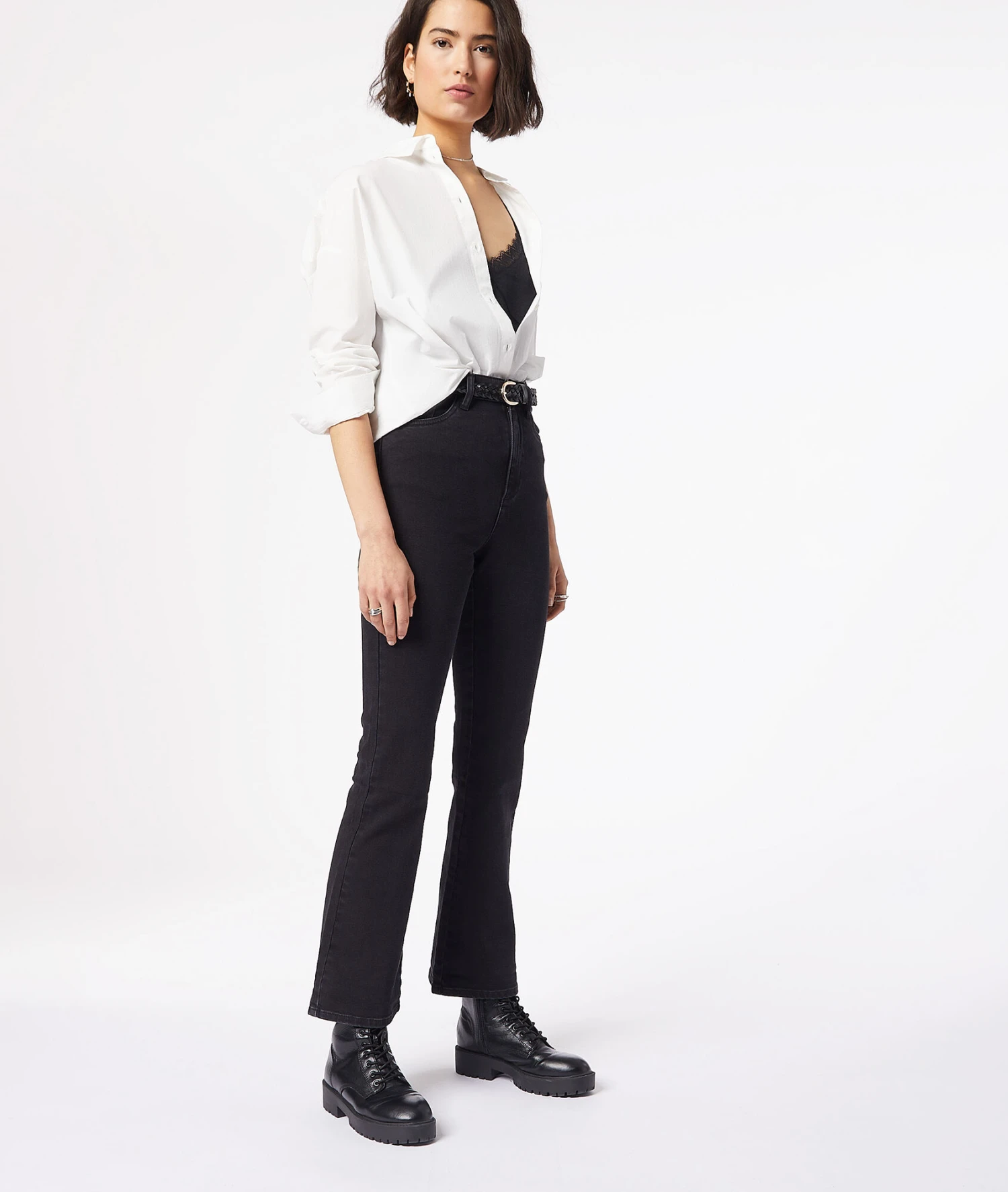 Ausgestellte Jeans Mit Hoher Taille SCHWARZ 3 Ausgestellte Jeans Mit Hoher Taille SCHWARZ – Bild 3