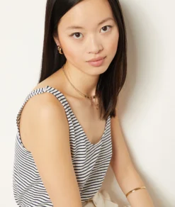 Gestreiftes Top Aus Leinenmischgewebe MARINEBLAU -Jane Kleidung Geschaft 653981980 b