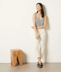 Gestreiftes Top Aus Leinenmischgewebe MARINEBLAU -Jane Kleidung Geschaft 653981980 c