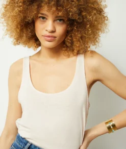 Top Aus Leinenmischgewebe BEIGE