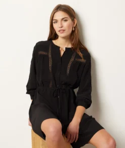 Geknöpftes Kleid SCHWARZ -Jane Kleidung Geschaft 653983905 c