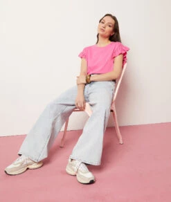 Weit Geschnittene Jeans, 100 % Baumwolle HIMMELBLAU -Jane Kleidung Geschaft 653987220 c