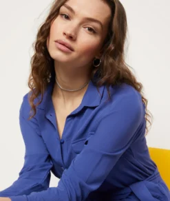 Langes Kleid Mit Bindegürtel PFLAUME -Jane Kleidung Geschaft 653988015 b