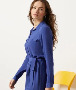 Langes Kleid Mit Bindegürtel PFLAUME -Jane Kleidung Geschaft 653988015 c
