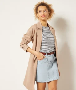 Gestreiftes T-Shirt Aus Leinenmischgewebe ECRU