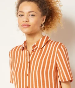 Gestreiftes Kleid ORANGE -Jane Kleidung Geschaft 653995061 b