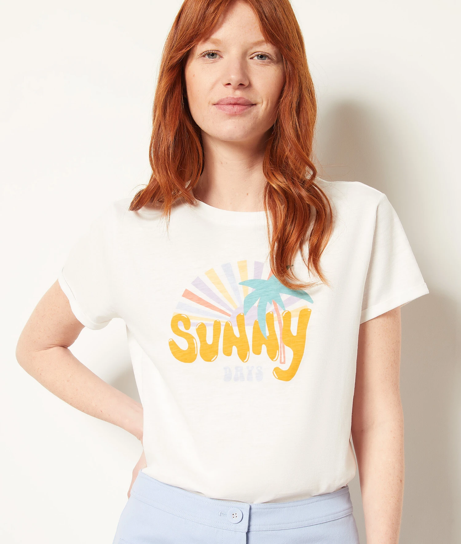 T-Shirt Mit Kurzen Ärmeln, 100 % Baumwolle SONNENGELB 1 T-Shirt Mit Kurzen Ärmeln, 100 % Baumwolle SONNENGELB