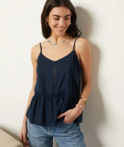 Caraco Aus Leinenmischgewebe MARINEBLAU -Jane Kleidung Geschaft 653995825 c