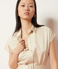 Kleid Mit Gürtel ECRU -Jane Kleidung Geschaft 653997780 b