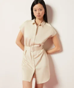 Kleid Mit Gürtel ECRU -Jane Kleidung Geschaft 653997780 c