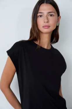 T-Shirt Mit Rundem Ausschnitt Aus 100 % Bio-Baumwolle SCHWARZ -Jane Kleidung Geschaft 654000105 b scaled