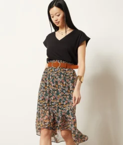 Noir T-Shirt Mit V-Ausschnitt Aus 100 % Bio-Baumwolle SCHWARZ -Jane Kleidung Geschaft 654000605 c