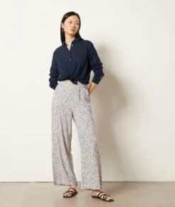 Fließende, Weit Geschnittene Hose BLAUGRÜN