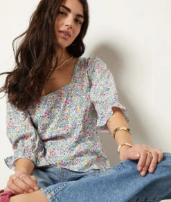 Top Mit Freiem Rücken Und Zum Binden BLAUGRÜN -Jane Kleidung Geschaft 654003536 b