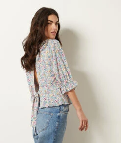 Top Mit Freiem Rücken Und Zum Binden BLAUGRÜN -Jane Kleidung Geschaft 654003536 c