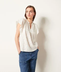 T-Shirt Mit Kurzen Ärmeln Mit Stickereien ECRU -Jane Kleidung Geschaft 654003680 6