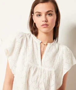 T-Shirt Mit Kurzen Ärmeln Mit Stickereien ECRU -Jane Kleidung Geschaft 654003680 b