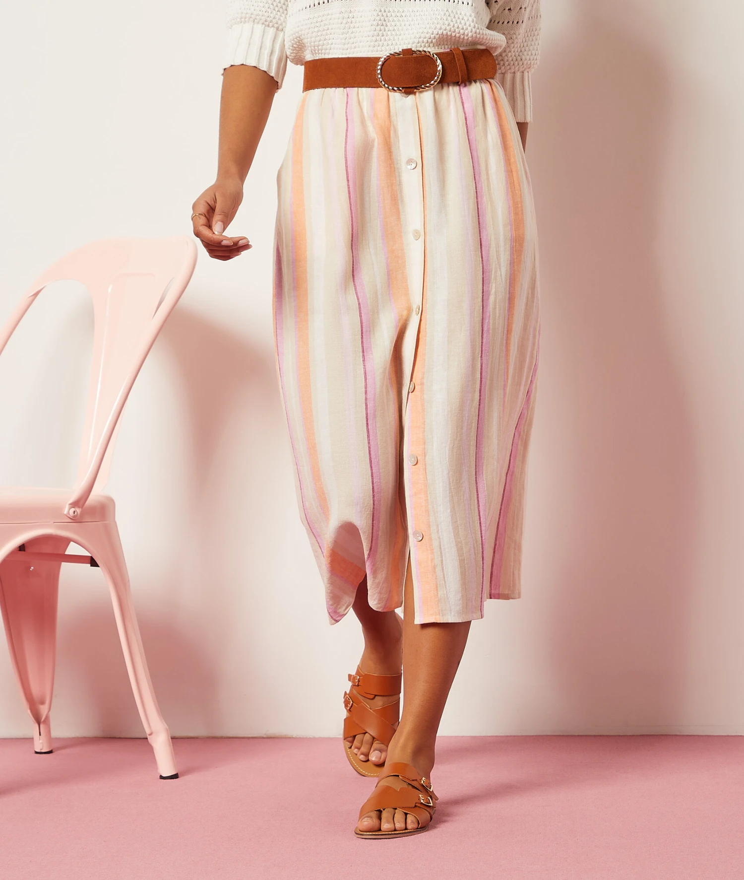 Solo Langer Rock Aus Leinenmischgewebe KORALLE 3 Solo Langer Rock Aus Leinenmischgewebe KORALLE – Bild 3