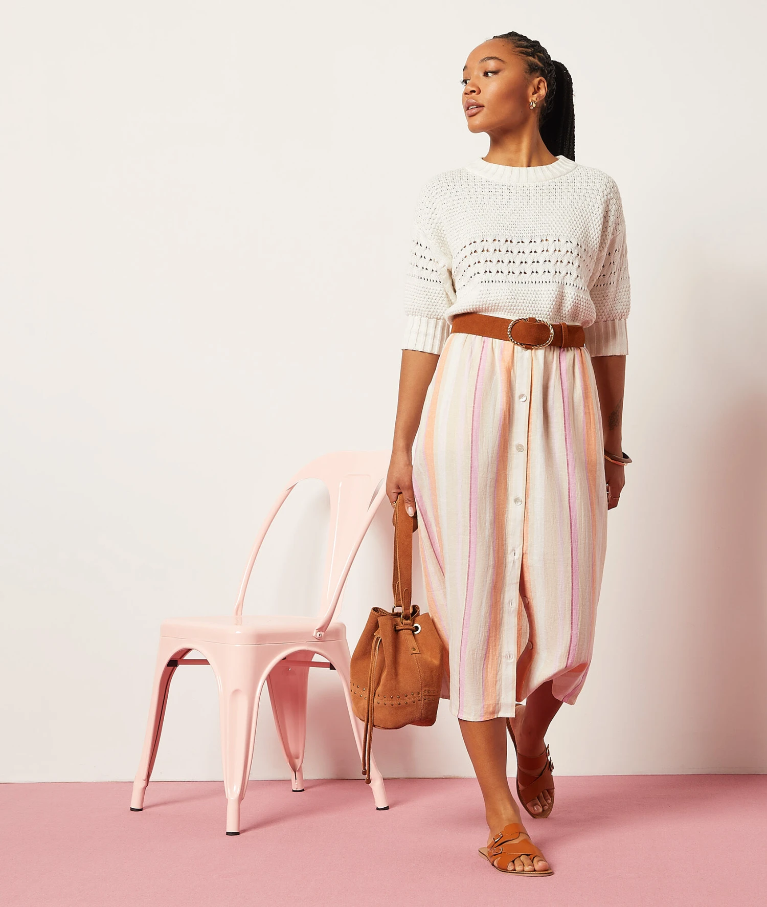 Solo Langer Rock Aus Leinenmischgewebe KORALLE 5 Solo Langer Rock Aus Leinenmischgewebe KORALLE – Bild 5